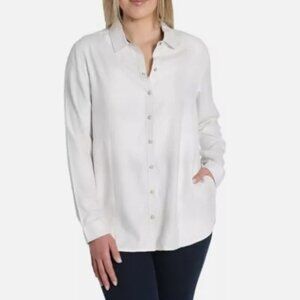 NEW Jachs Girlfriend Womens White Long Sleeve Button-Up Shirt Size XL H597